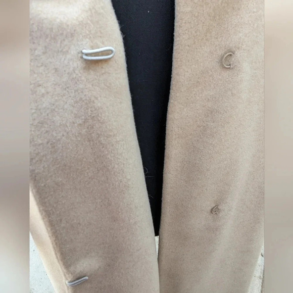 Mid-Century Wool Coat with Real Mink Fur Collar- Trench coat overcoat union-made - Picture 14 of 16